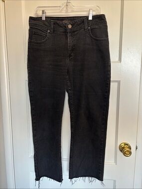 Riders by Lee High-Rise Black Straight Jeans with Frayed Hem